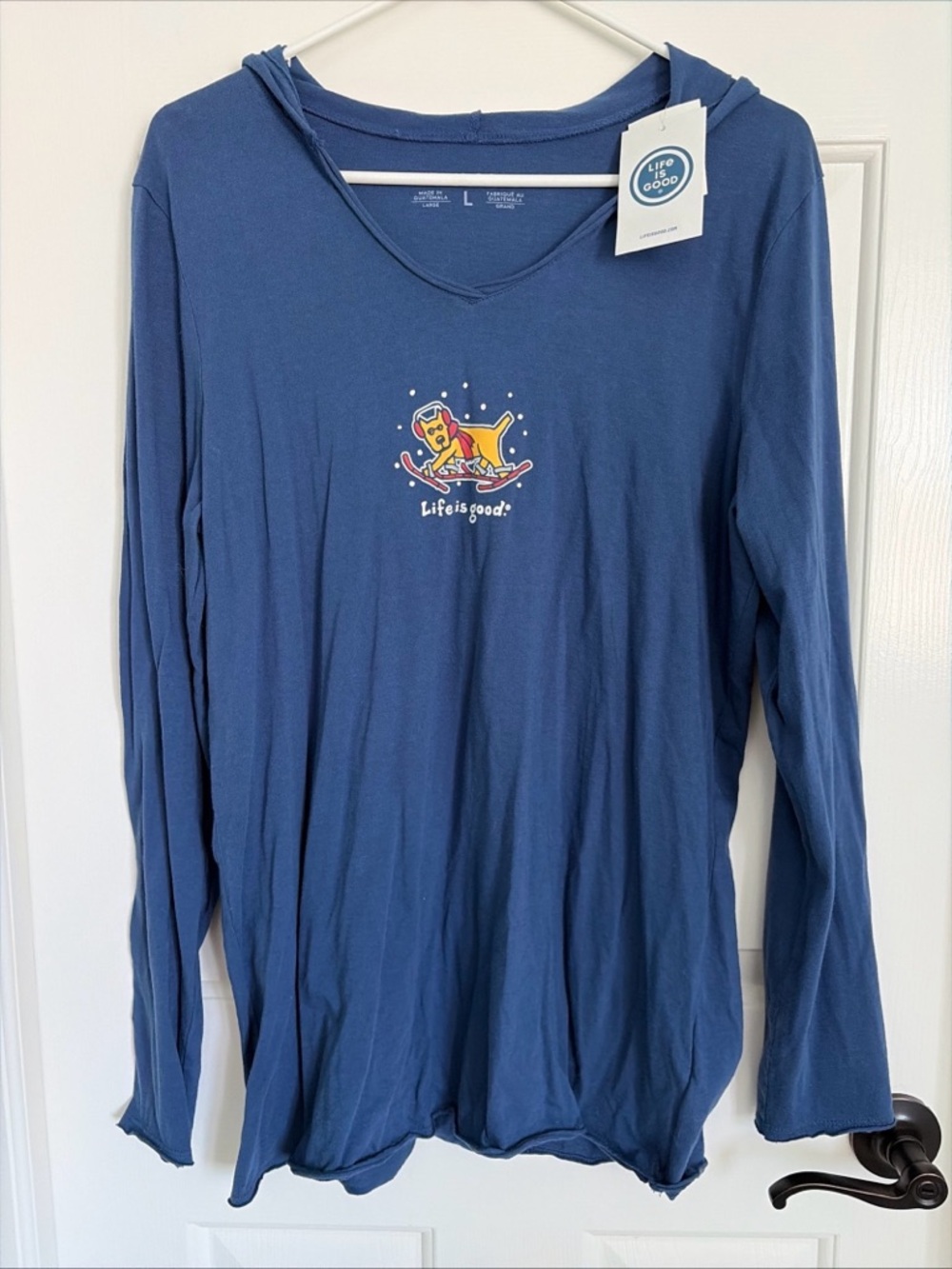 Life Is Good Blue Crewneck Tee with Subtle Logo